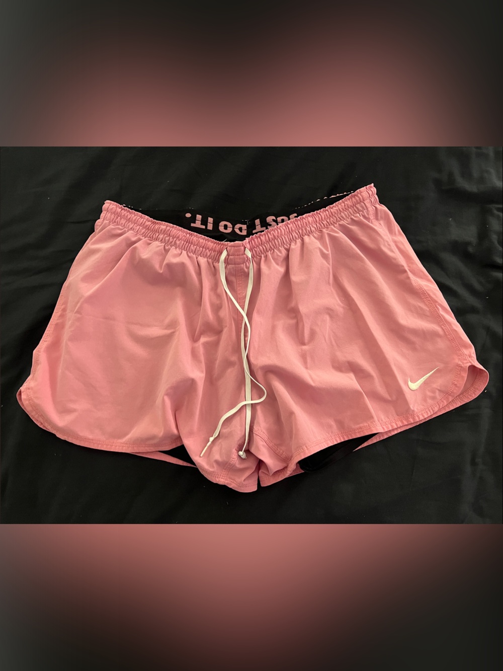 Nike Pink Women's Athletic Running Shorts with White Swoosh